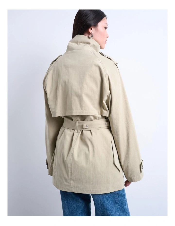 Brooklyn Belted Mac Coat in Beige image 4