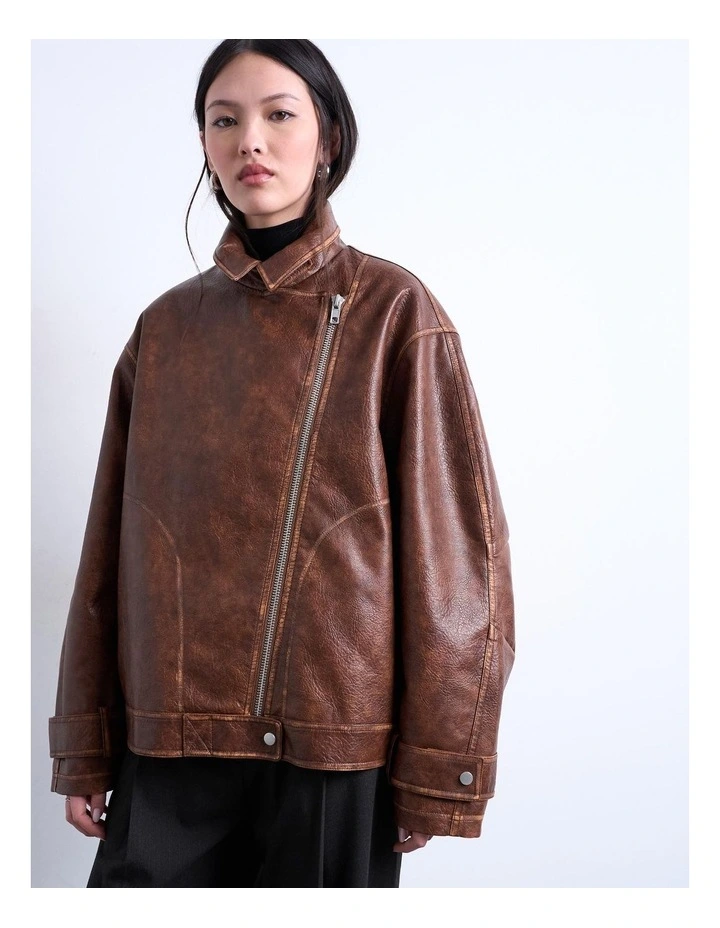Elizabeth Biker Jacket in Brown image 2