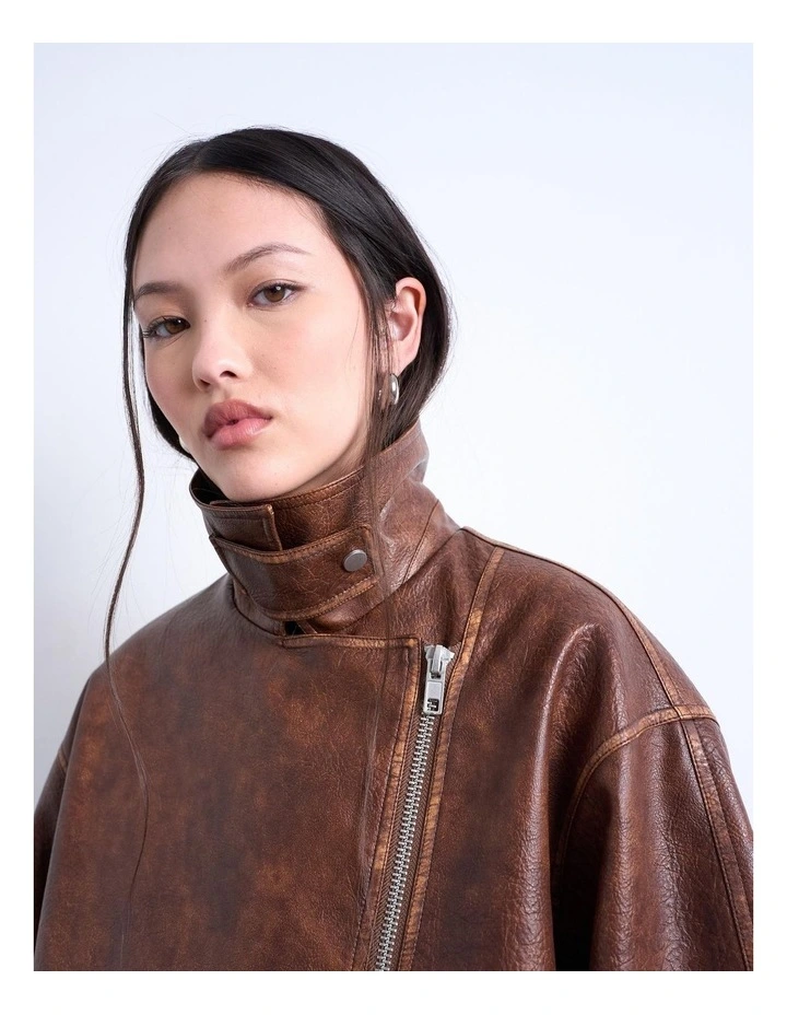 Elizabeth Biker Jacket in Brown image 3