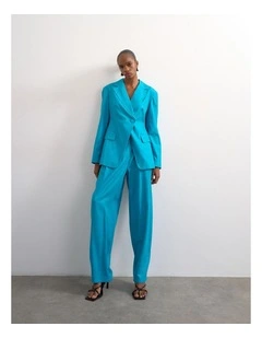 Karin Cinched Waist Blazer in Blue