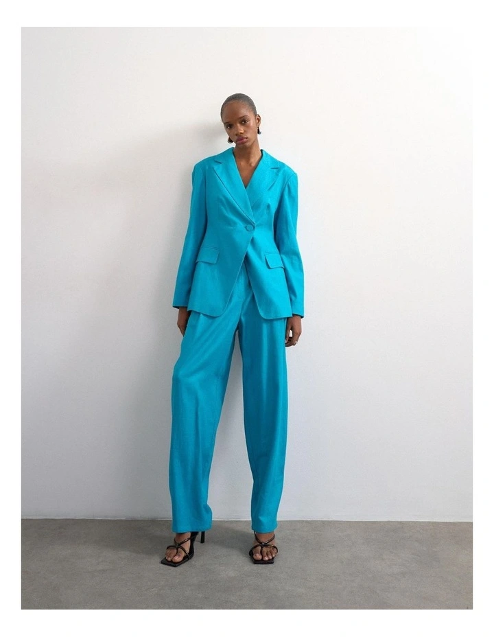 Karin Cinched Waist Blazer in Blue image 1