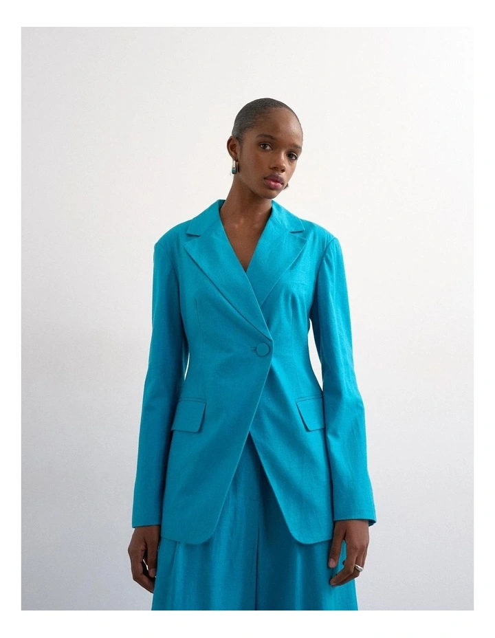 Karin Cinched Waist Blazer in Blue image 2