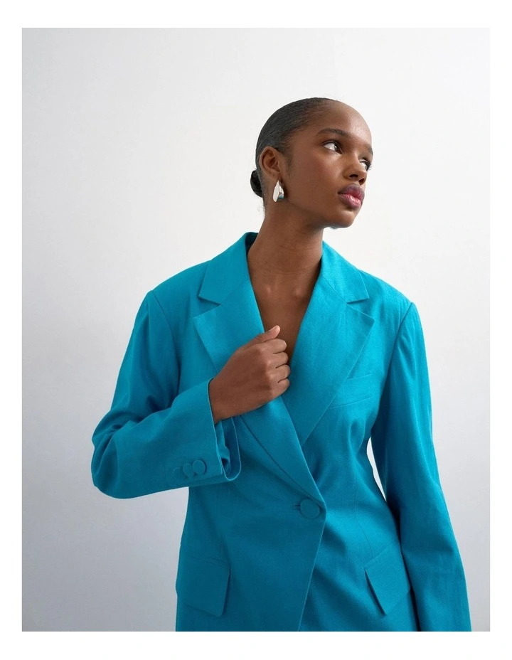 Karin Cinched Waist Blazer in Blue image 3