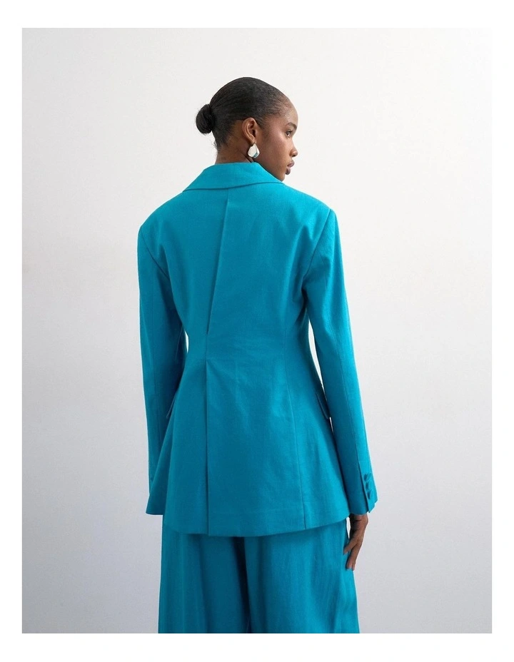 Karin Cinched Waist Blazer in Blue image 4
