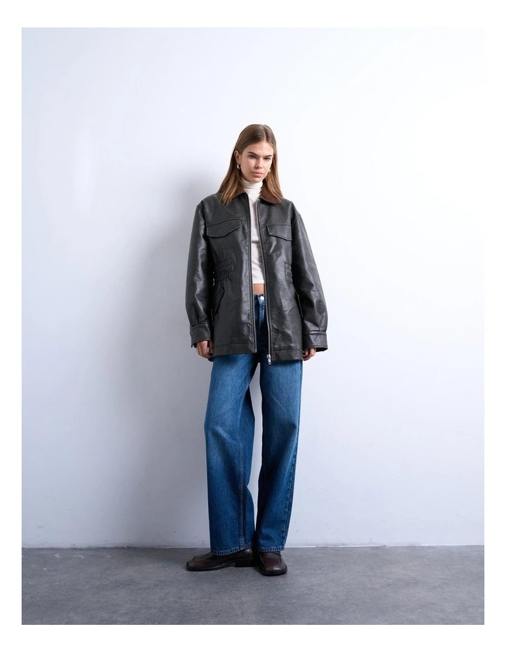 Frej Cinch Waist Jacket in Black image 3