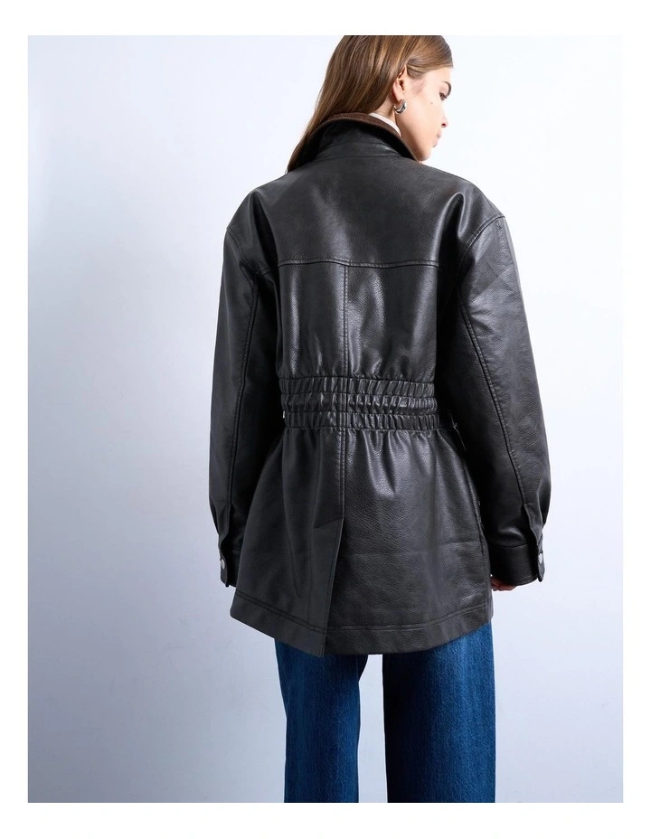 Frej Cinch Waist Jacket in Black image 4
