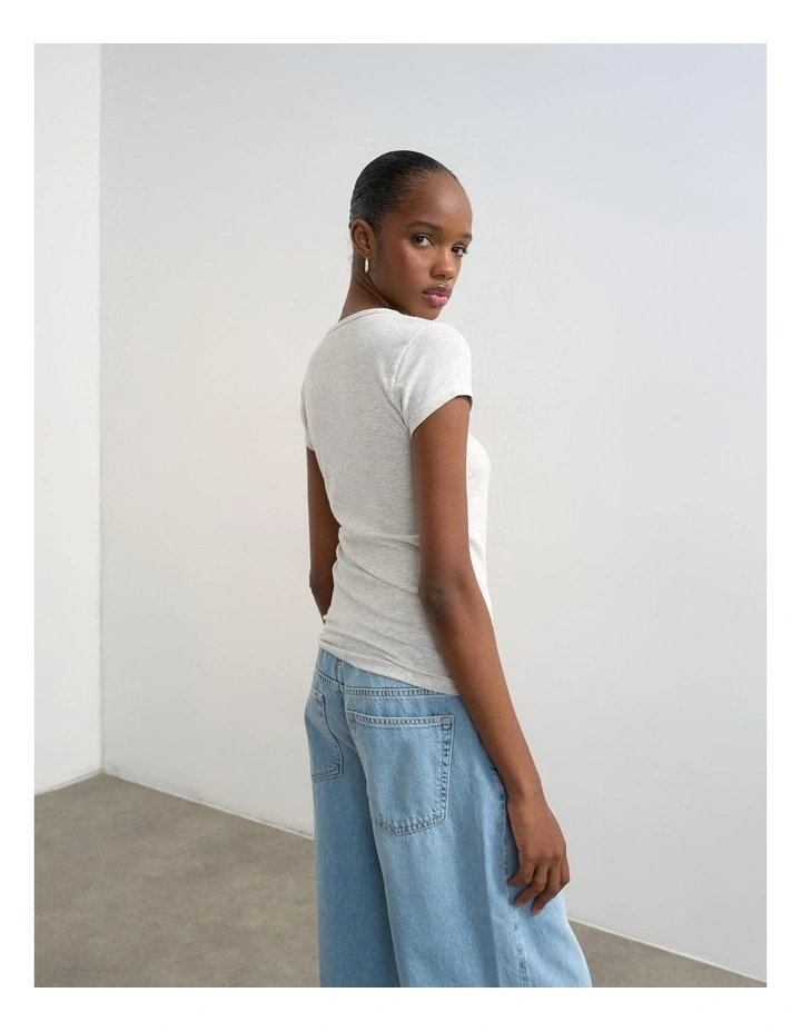 Premium Rib Tee in Grey Marle image 2