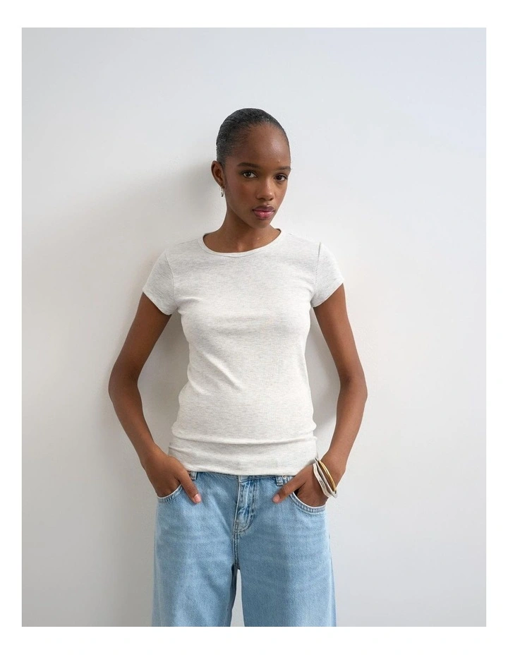 Premium Rib Tee in Grey Marle image 4