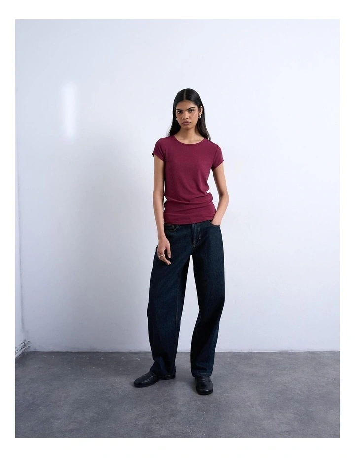 Premium Rib Tee in Red image 2