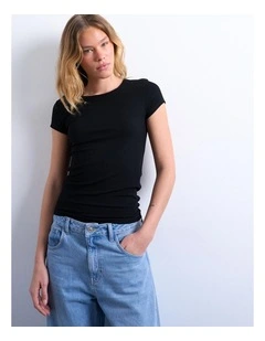 Premium Rib Tee in Black