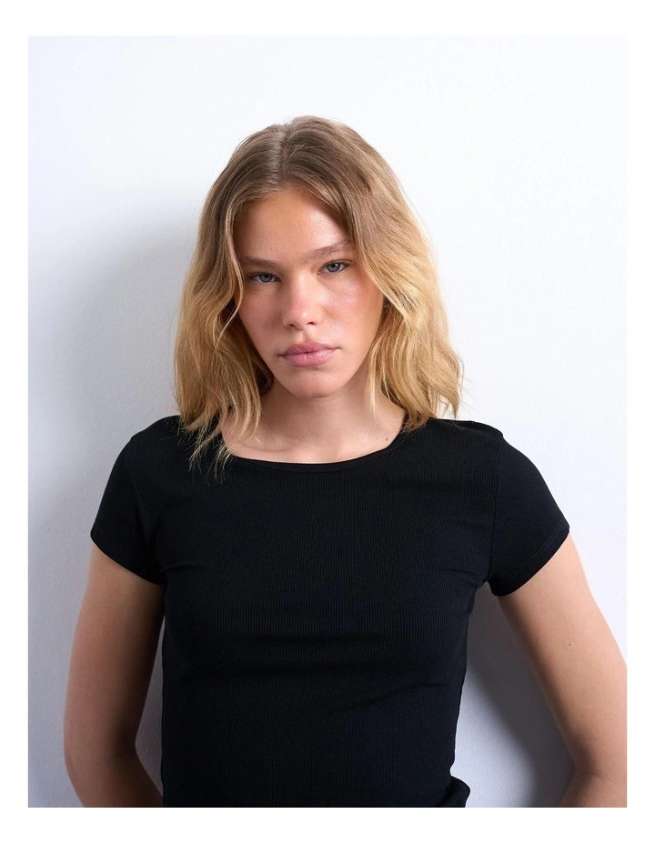 Premium Rib Tee in Black image 3