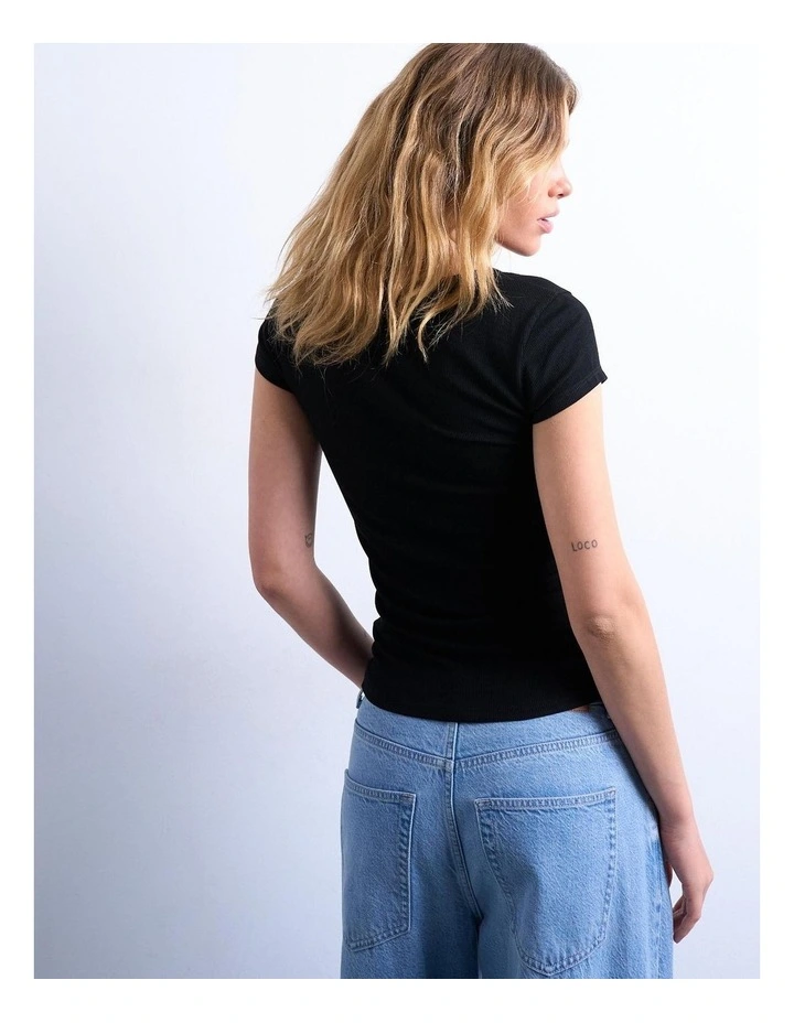 Premium Rib Tee in Black image 4