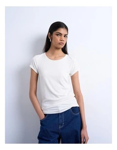 Premium Rib Tee in Ecru