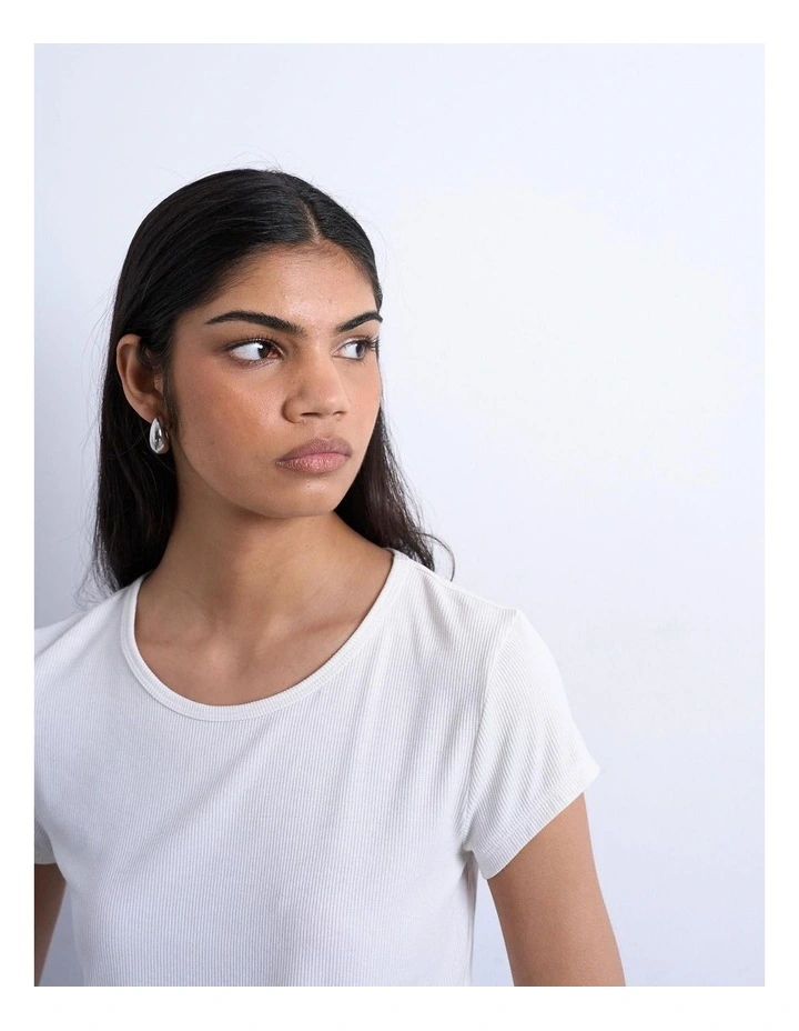 Premium Rib Tee in Ecru image 3