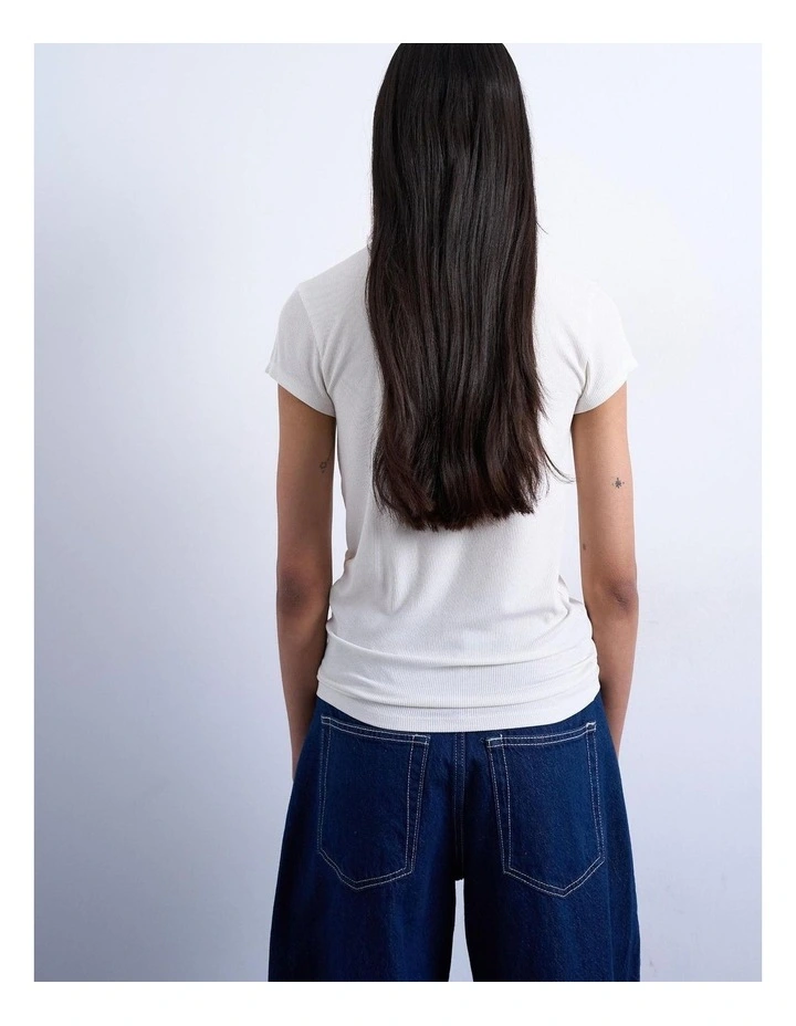 Premium Rib Tee in Ecru image 4