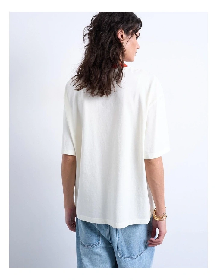 Emily Graphic Oversized T-shirt in Ecru image 4