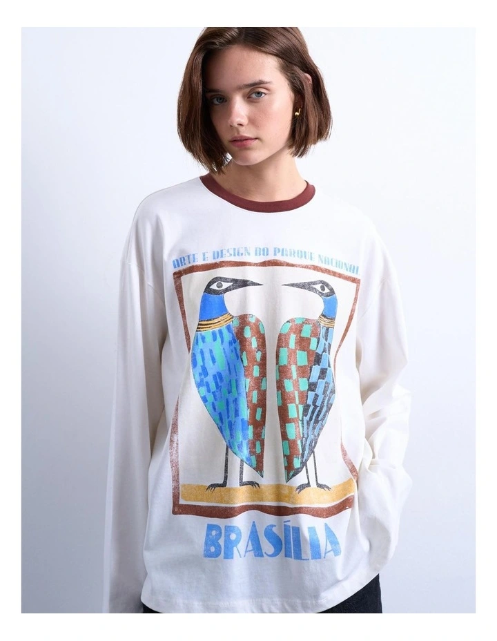 Alberte Graphic T-Shirt in White image 2