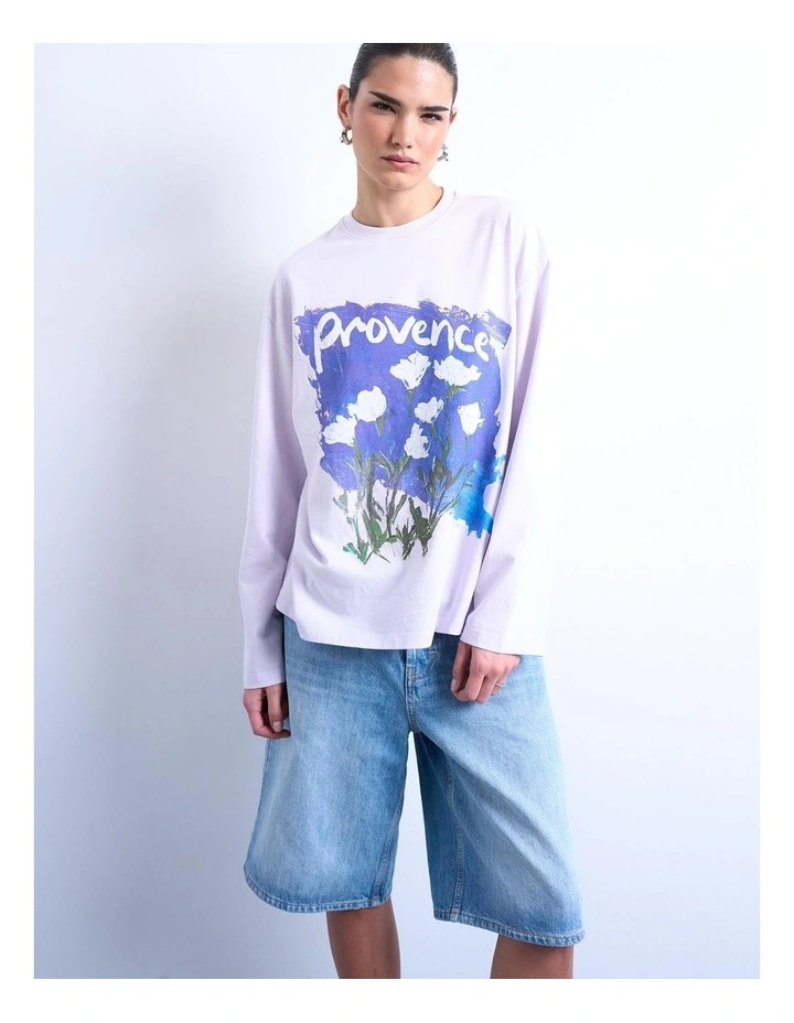 Lina O-Neck Graphic T-shirt in Purple image 2
