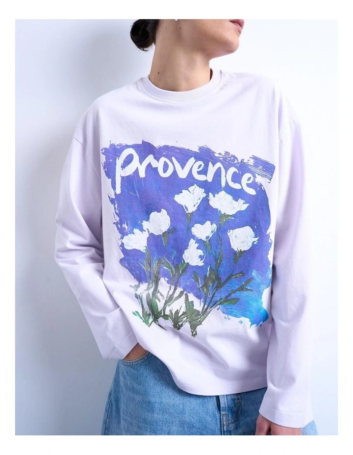 Lina O-Neck Graphic T-shirt in Purple image 3