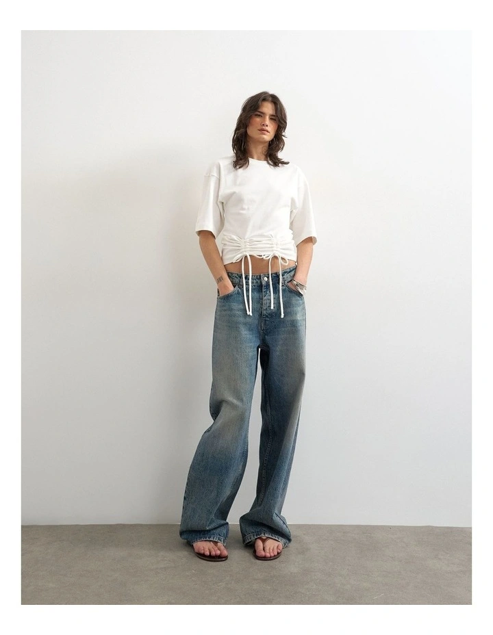 Para Striped High Neck Top in Ivory Cream image 1