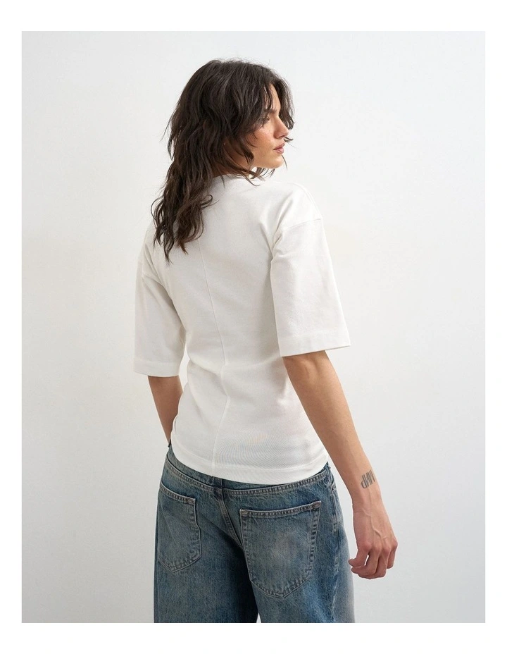 Para Striped High Neck Top in Ivory Cream image 2