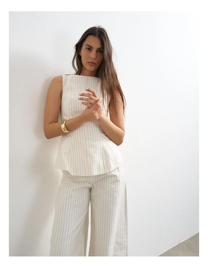 Para Striped High Neck Top in Ivory Cream image 2