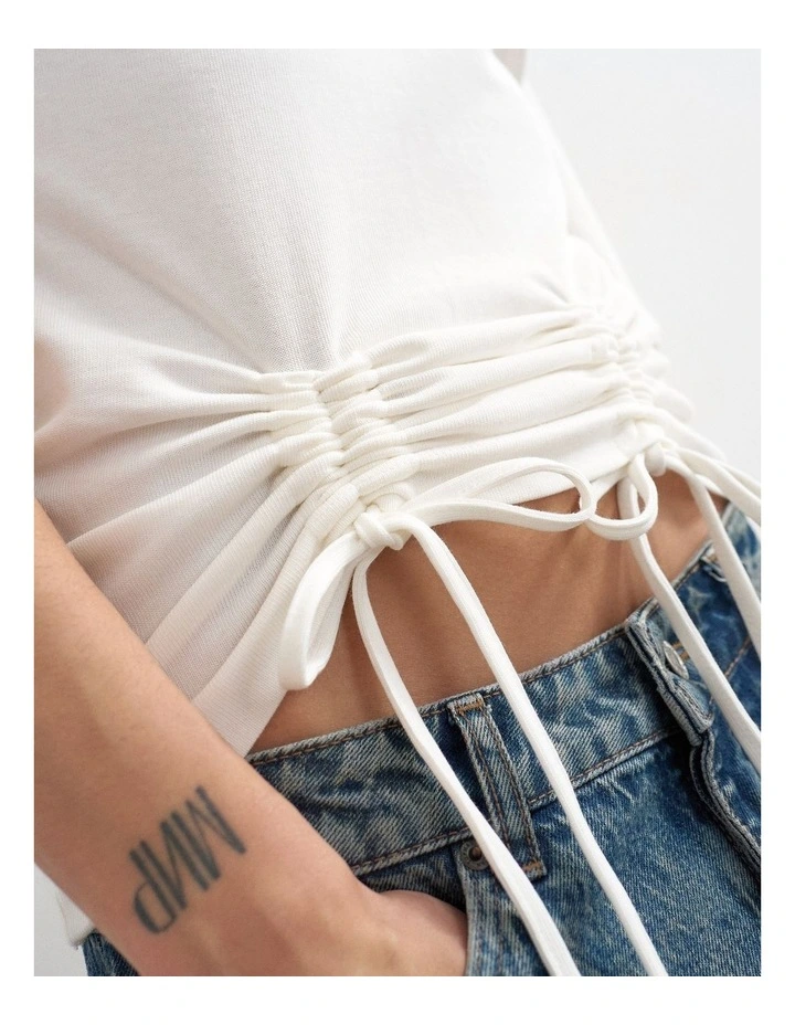Para Striped High Neck Top in Ivory Cream image 3