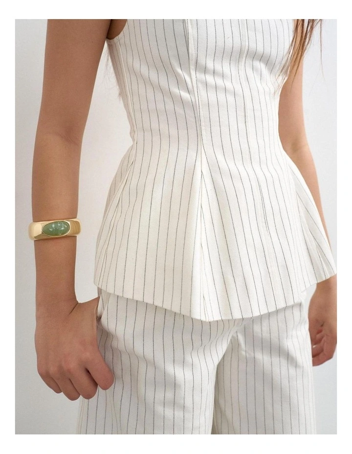 Para Striped High Neck Top in Ivory Cream image 3