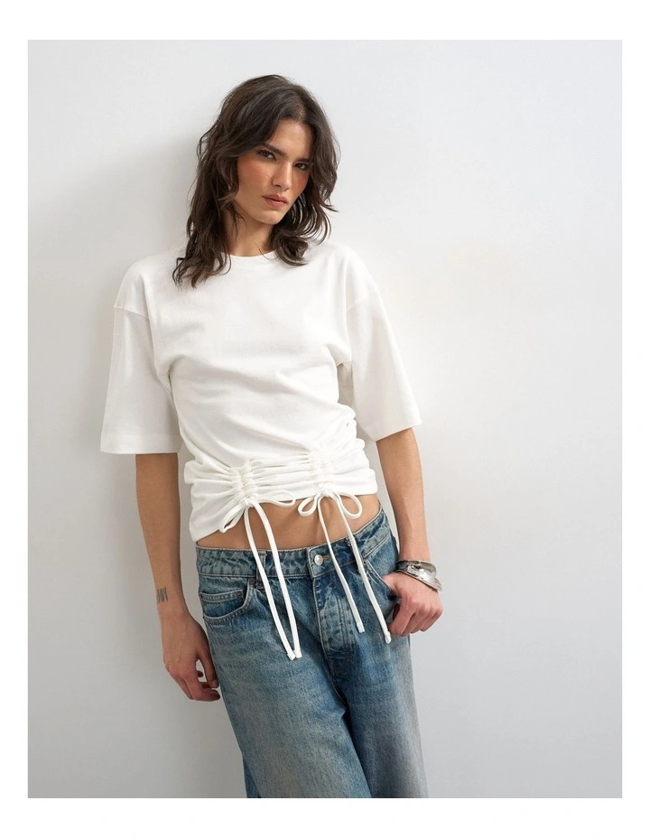 Para Striped High Neck Top in Ivory Cream image 4
