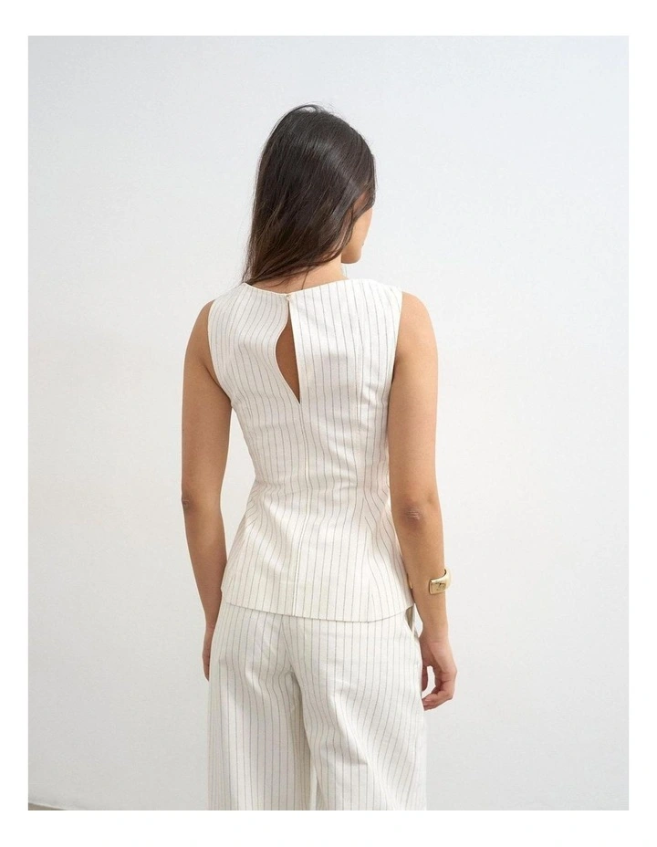 Para Striped High Neck Top in Ivory Cream image 4