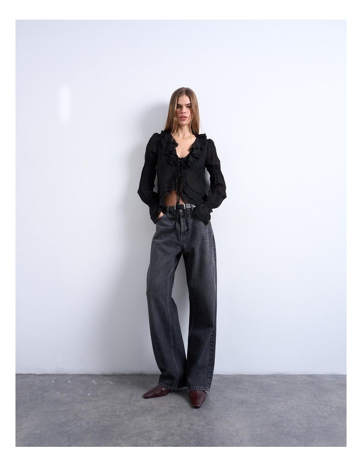 TOPSHOP Fiona Ruffle Top in Black | MYER