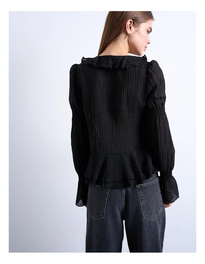 Tsfiona Ruffle Top in Black image 3
