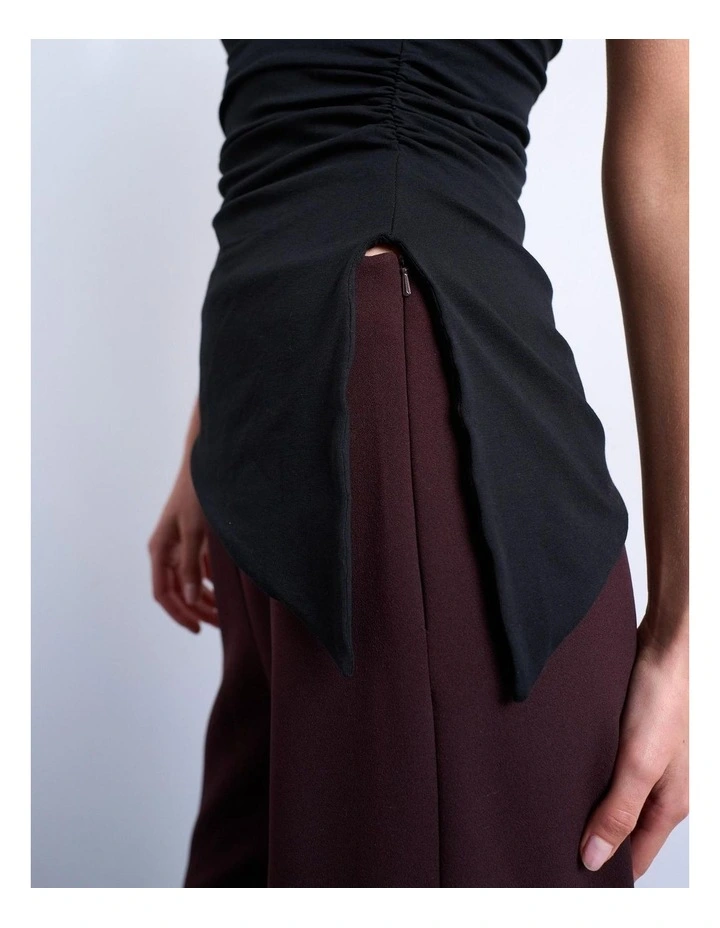 Jeans Rouching Bandeau Tube Top in Black image 3