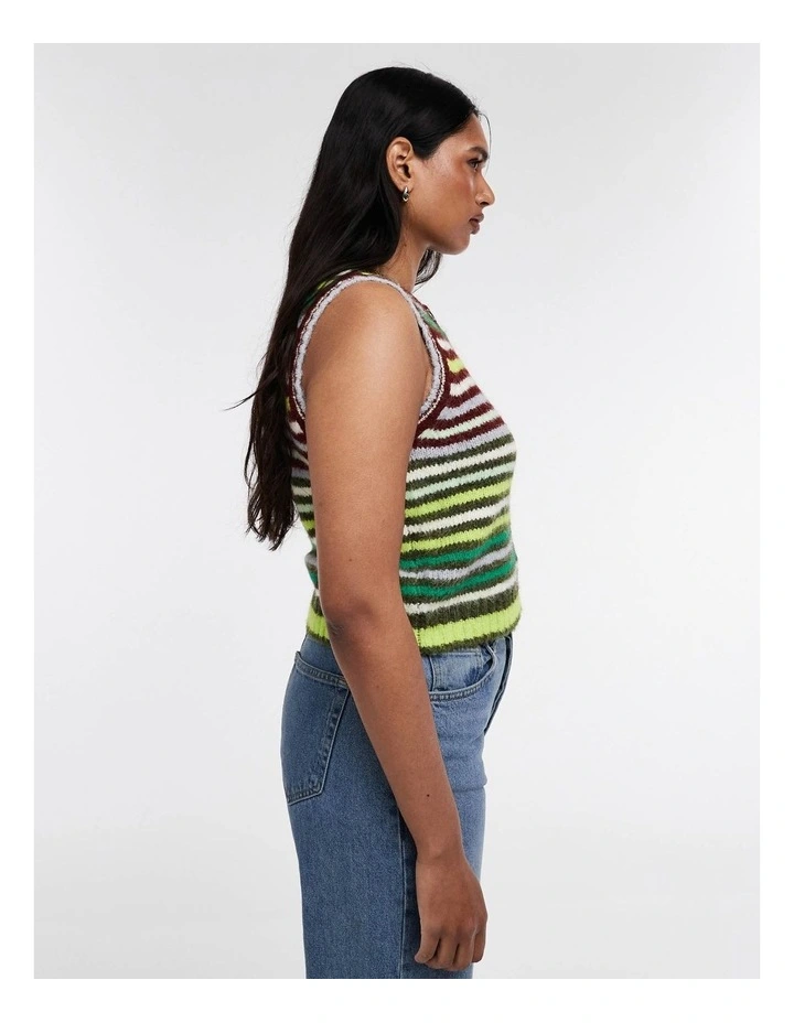 Caro Stripe O-Neck Vest in Brown image 2