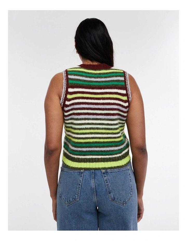 Caro Stripe O-Neck Vest in Brown image 3