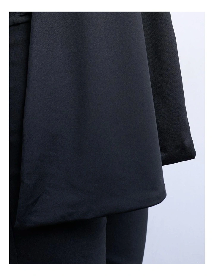 Katy One Shoulder Cape Top in Black image 4