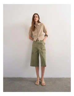 Kylie Cinch Waist Polo Pullover in Oatmeal