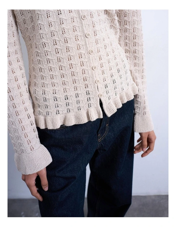 Emma Frill Button Pullover in Cream image 2