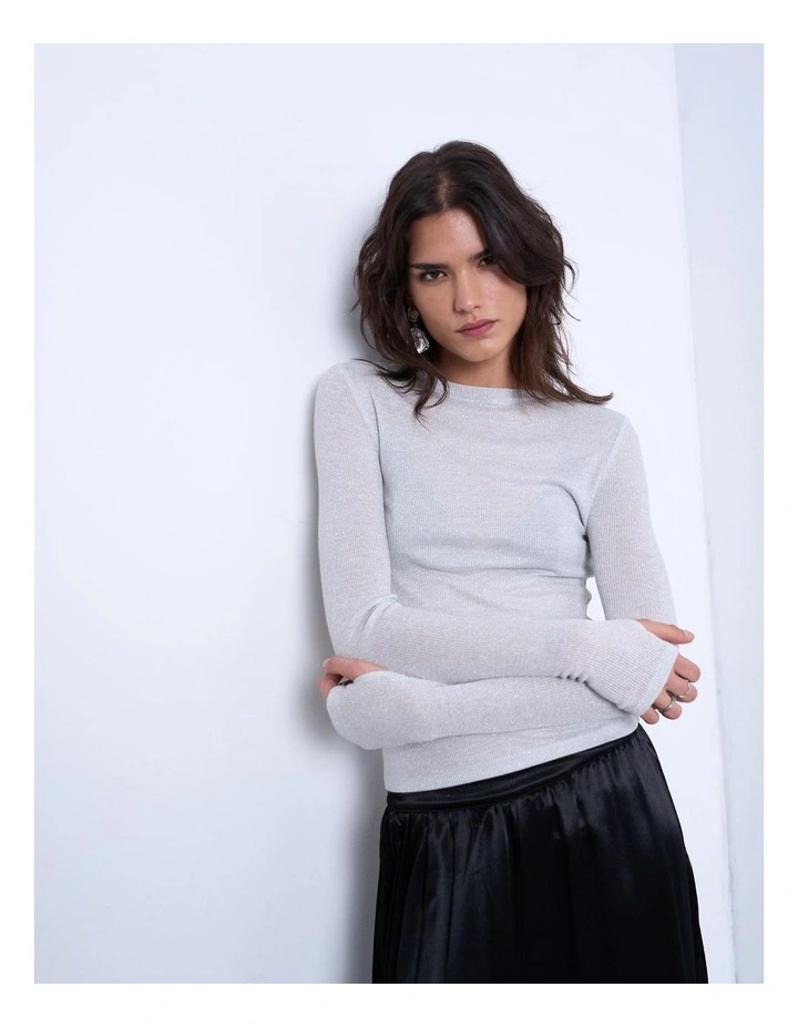 Lotte Sheer Top in Silver image 2