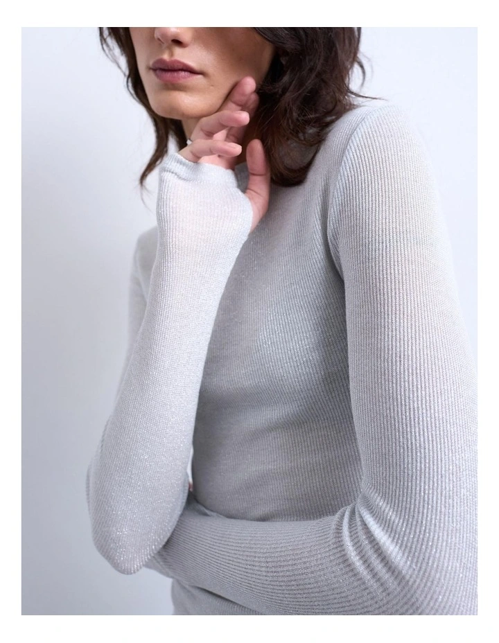 Lotte Sheer Top in Silver image 3