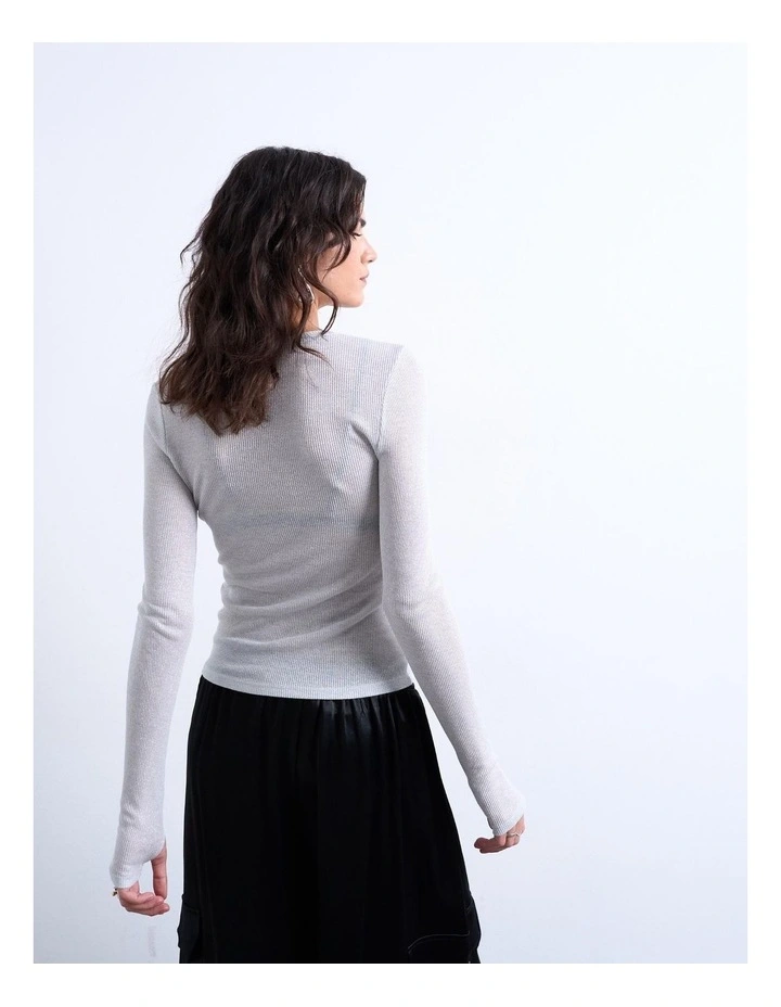 Lotte Sheer Top in Silver image 4