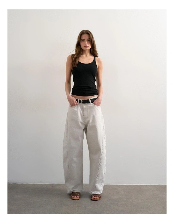 Henri Scoop Neck Tank Top in Black image 2