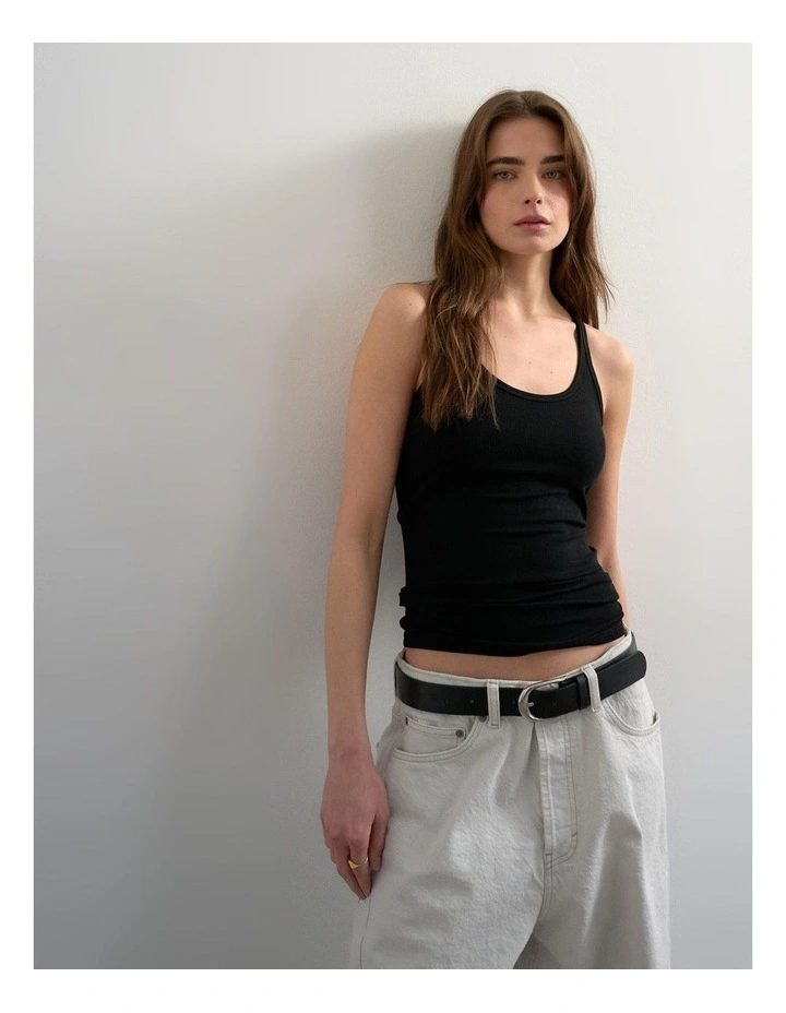 Henri Scoop Neck Tank Top in Black image 3