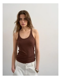 Henri Scoop Neck Tank Top in Brown