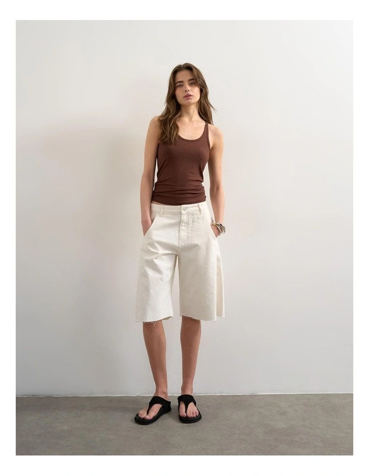 Henri Scoop Neck Tank Top in Brown image 3