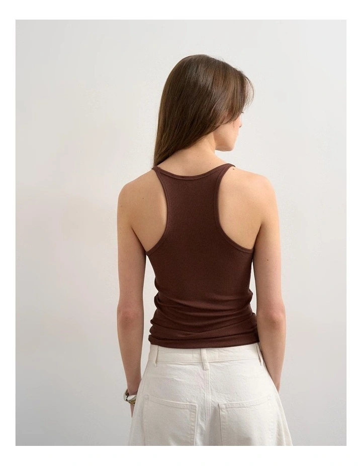 Henri Scoop Neck Tank Top in Brown image 4