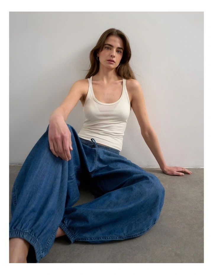 Henri Scoop Neck Tank Top in Cream image 3