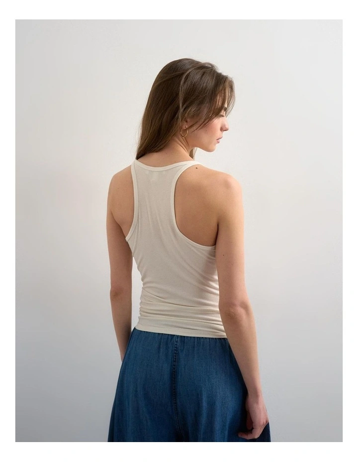 Henri Scoop Neck Tank Top in Cream image 4
