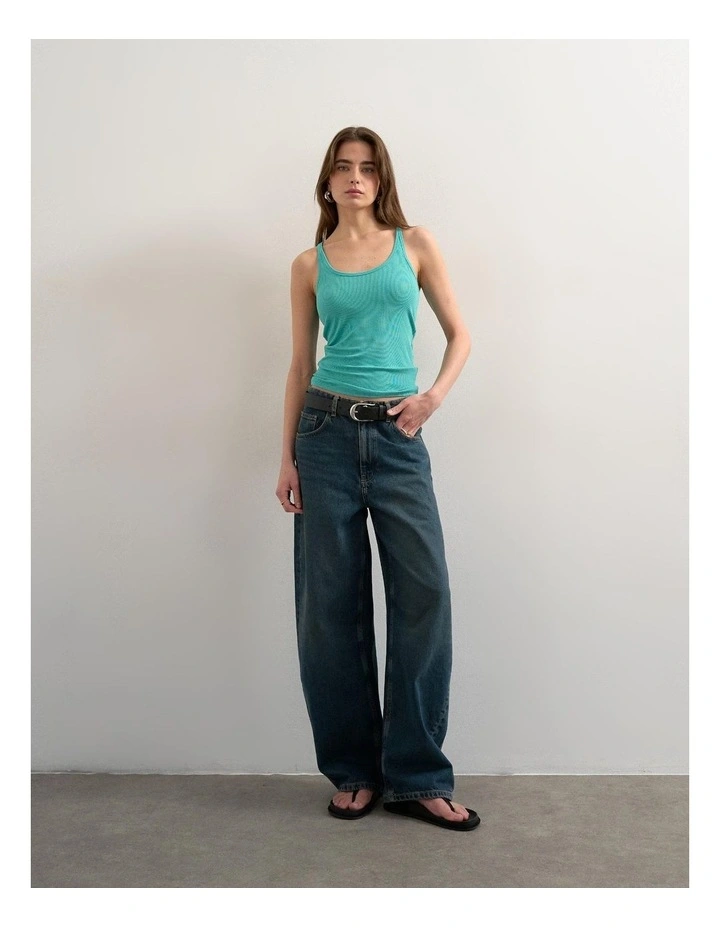 Henri Scoop Neck Tank Top in Blue image 3