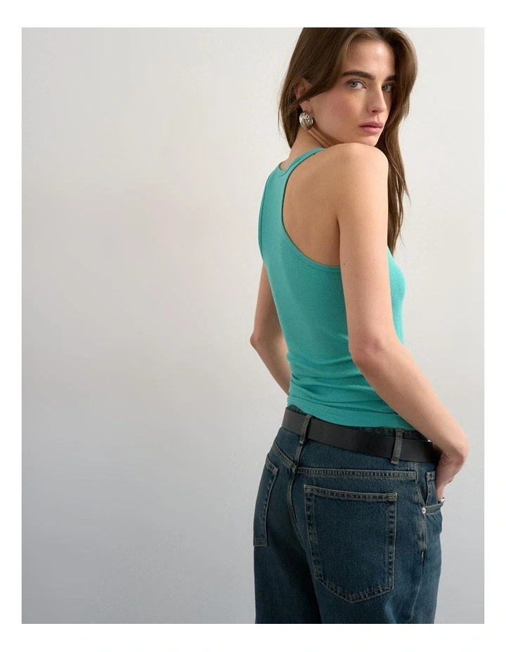 Henri Scoop Neck Tank Top in Blue image 4